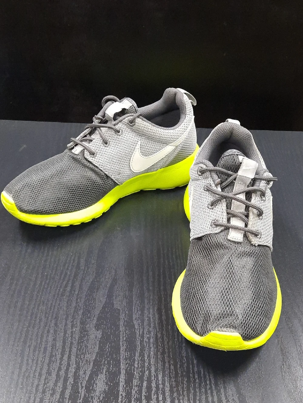Nike Gray Mesh Sneakers with Neon Yellow Soles